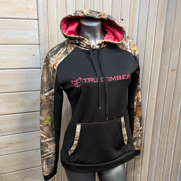 Truetimber Tops - True Timber Women's Black and Camouflage Hoodie
